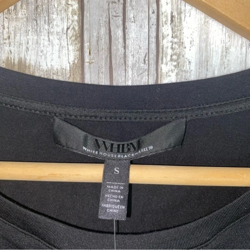 NWT White House Black Market Black SS Embroidered Lace Tee - Picture 5 of 8